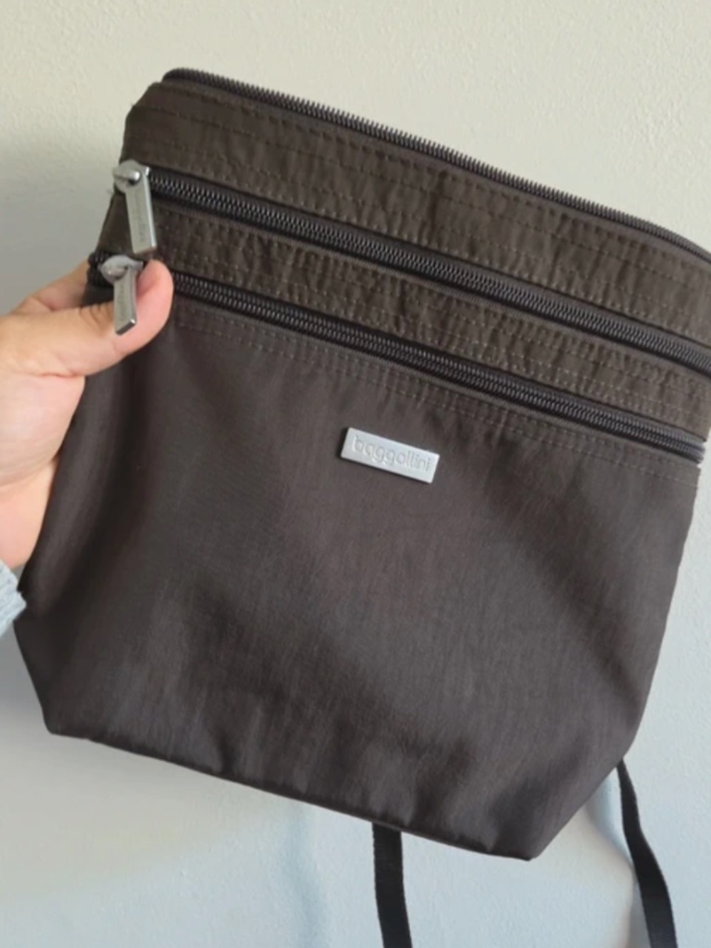 Baggallini Crossbody Purse Bag Handbag Nylon Double Pouch Zip Medium
